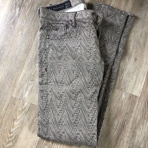 Armani exchange 27 black beige mid-rise pant pattern women's Skinny zig zag